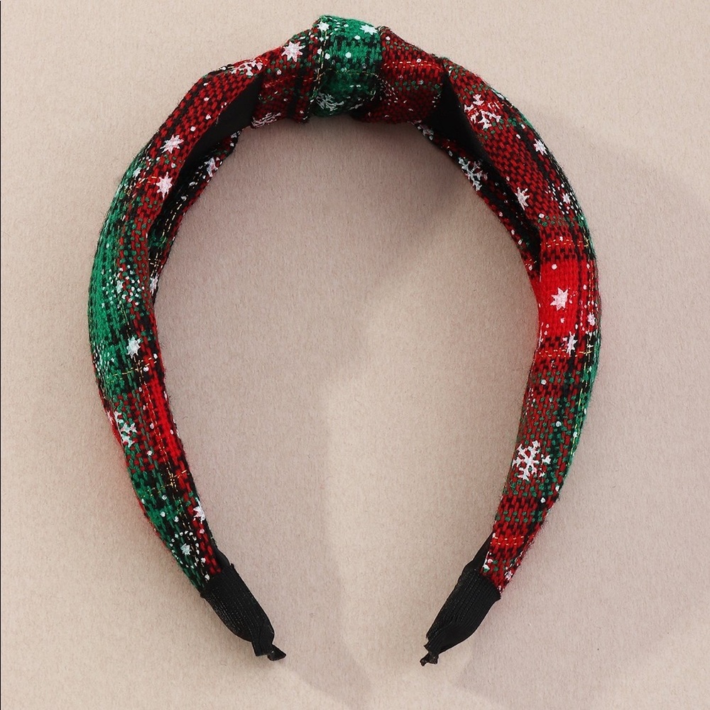 3 for $30 Red and Green Snowflake Plaid Hair and headBand